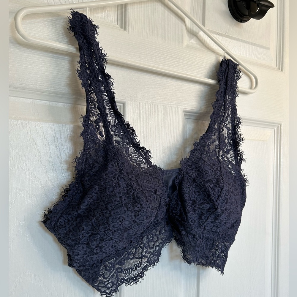 Wireless Lace Bra - Navy - Picture 2 of 12